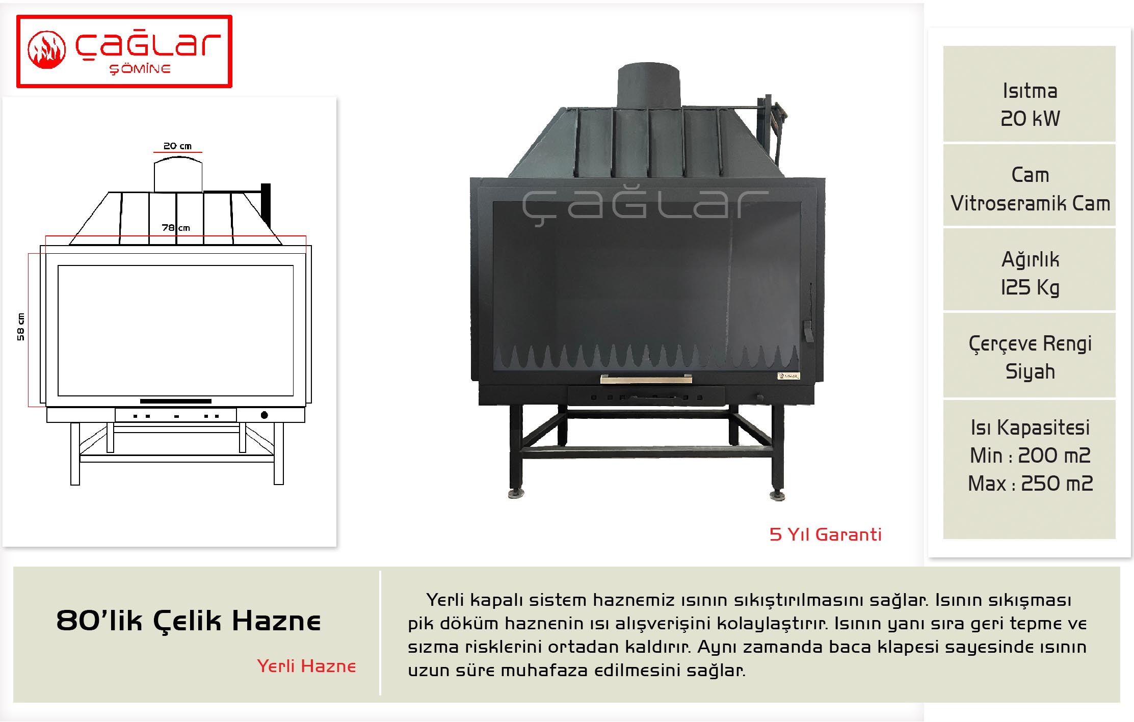 80'lik Kapalı Sistem Çelik Hazne